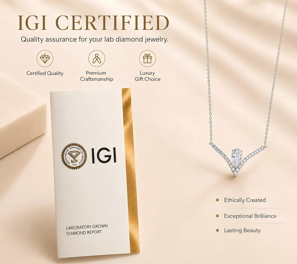 Collar de Diamantes Cultivados en Laboratorio Personalizado, Oro de 9K y 14K, 1.4cttw, Claridad VS, Color D, Joyería Fina para Mujer, Aniversario, Compromiso
