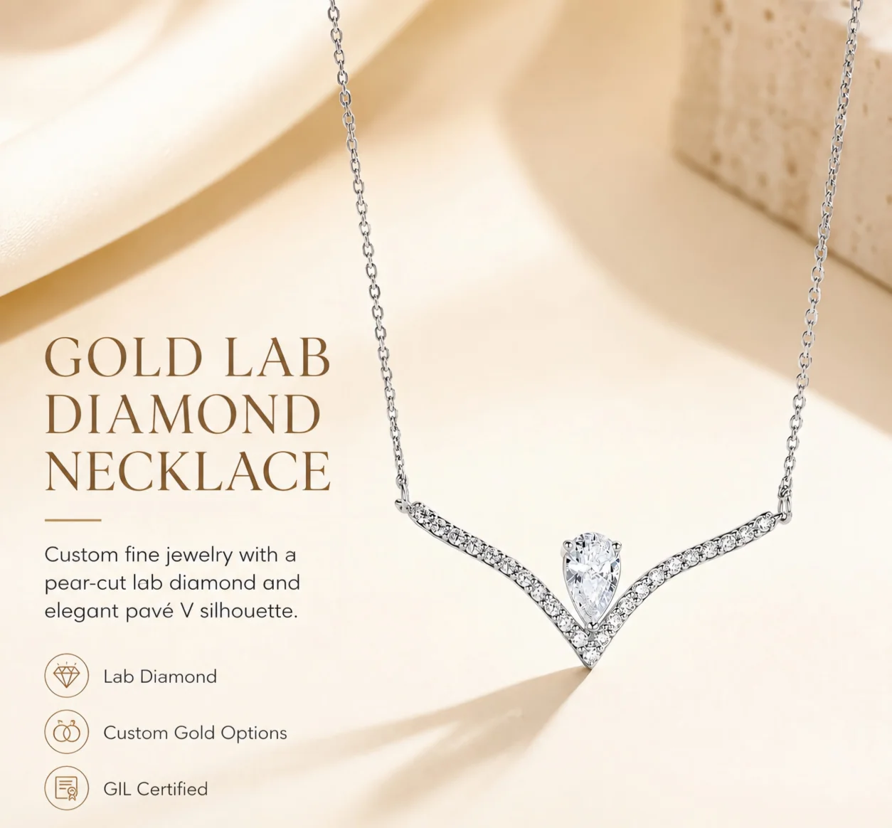 Collar de Diamantes Cultivados en Laboratorio Personalizado, Oro de 9K y 14K, 1.4cttw, Claridad VS, Color D, Joyería Fina para Mujer, Aniversario, Compromiso