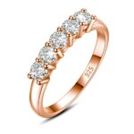 Anillo de diamante moissanita con piedras de 5 uds para mujer, plata 925 100% chapada en oro rosa, joyería fina con regalos de compromiso certificados