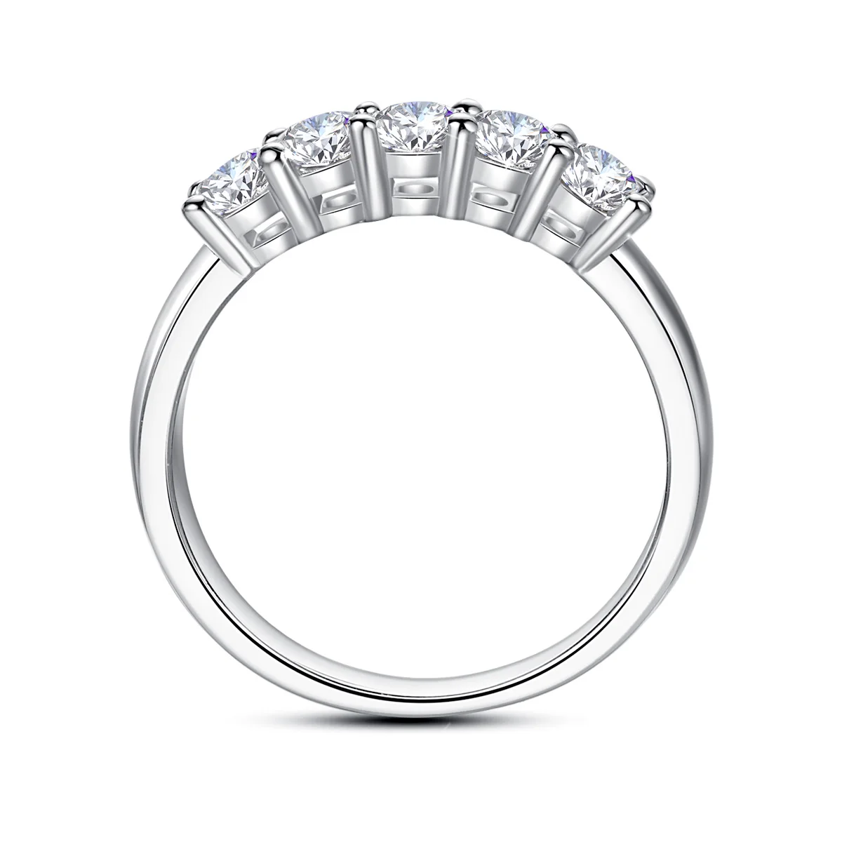 Anillo de diamante moissanita con piedras de 5 uds para mujer, plata 925 100% chapada en oro rosa, joyería fina con regalos de compromiso certificados