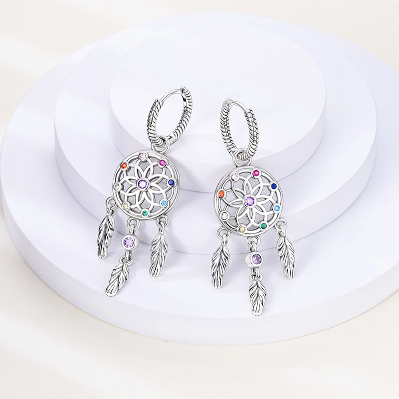 Pendientes de Plata de Ley 925 con Diseño de Pluma del Amor, Compatibles con Charms Originales, para Mujeres y Niñas, Joyería Fina, Regalos Pendientes de Plata de Ley 925 con Diseño de Pluma del Amor, Compatibles con Charms Originales, para Mujeres y Niñas, Joyería Fina, Regalos