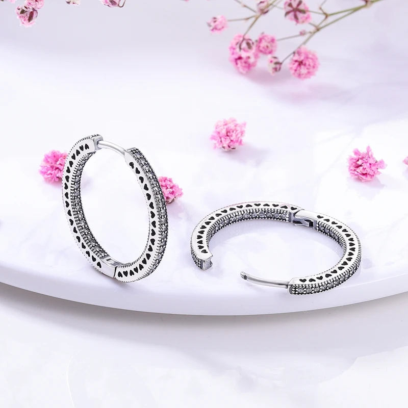 Pendientes de Plata de Ley 925 con Diseño de Pluma del Amor, Compatibles con Charms Originales, para Mujeres y Niñas, Joyería Fina, Regalos Pendientes de Plata de Ley 925 con Diseño de Pluma del Amor, Compatibles con Charms Originales, para Mujeres y Niñas, Joyería Fina, Regalos