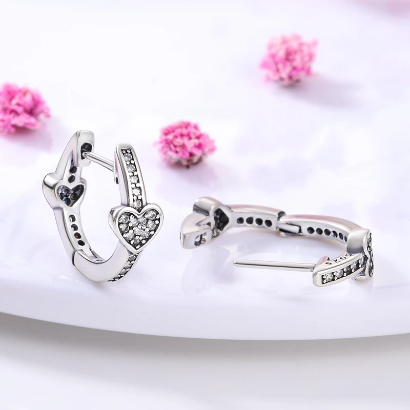 Pendientes de Plata de Ley 925 con Diseño de Pluma del Amor, Compatibles con Charms Originales, para Mujeres y Niñas, Joyería Fina, Regalos Pendientes de Plata de Ley 925 con Diseño de Pluma del Amor, Compatibles con Charms Originales, para Mujeres y Niñas, Joyería Fina, Regalos