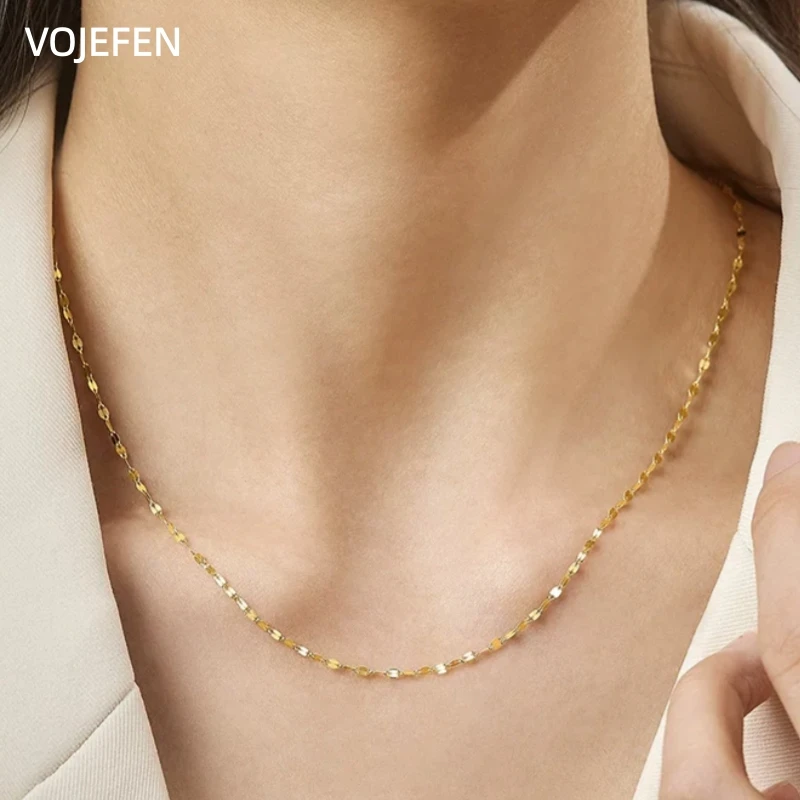 VOJEFEN Gargantilla de Oro Genuino de 18K con Diseño de Labios, Joyería Original de Oro Puro AU750, Cadena de Labios de 18 Pulgadas, Regalo de Lujo para Mujer con Iniciales VOJEFEN Gargantilla de Oro Genuino de 18K con Diseño de Labios, Joyería Original de Oro Puro AU750, Cadena de Labios de 18 Pulgadas, Regalo de Lujo para Mujer con Iniciales