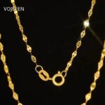 VOJEFEN Gargantilla de Oro Genuino de 18K con Diseño de Labios, Joyería Original de Oro Puro AU750, Cadena de Labios de 18 Pulgadas, Regalo de Lujo para Mujer con Iniciales - Imagen 2
