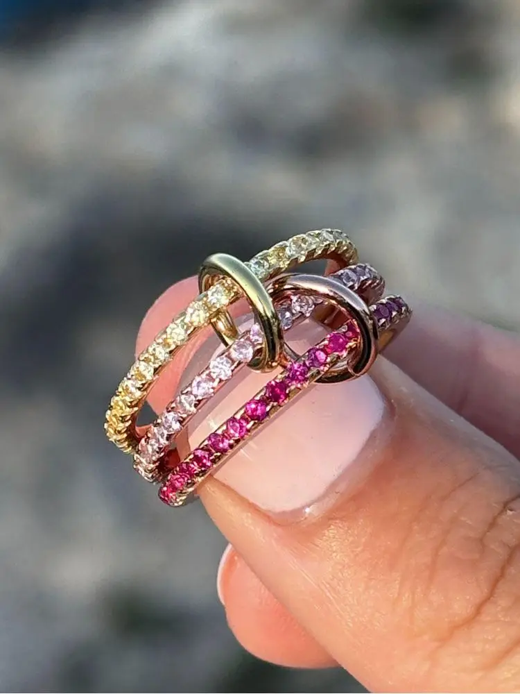 Anillo de Plata de Ley 925 de lujo, precioso y versátil, con tres entrelazados de circón para mujer, joyería fina de alta calidad a la moda para la vida diaria Anillo de Plata de Ley 925 de lujo, precioso y versátil, con tres entrelazados de circón para mujer, joyería fina de alta calidad a la moda para la vida diaria
