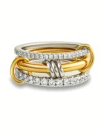 Anillo de Plata de Ley 925 de lujo, precioso y versátil, con tres entrelazados de circón para mujer, joyería fina de alta calidad a la moda para la vida diaria