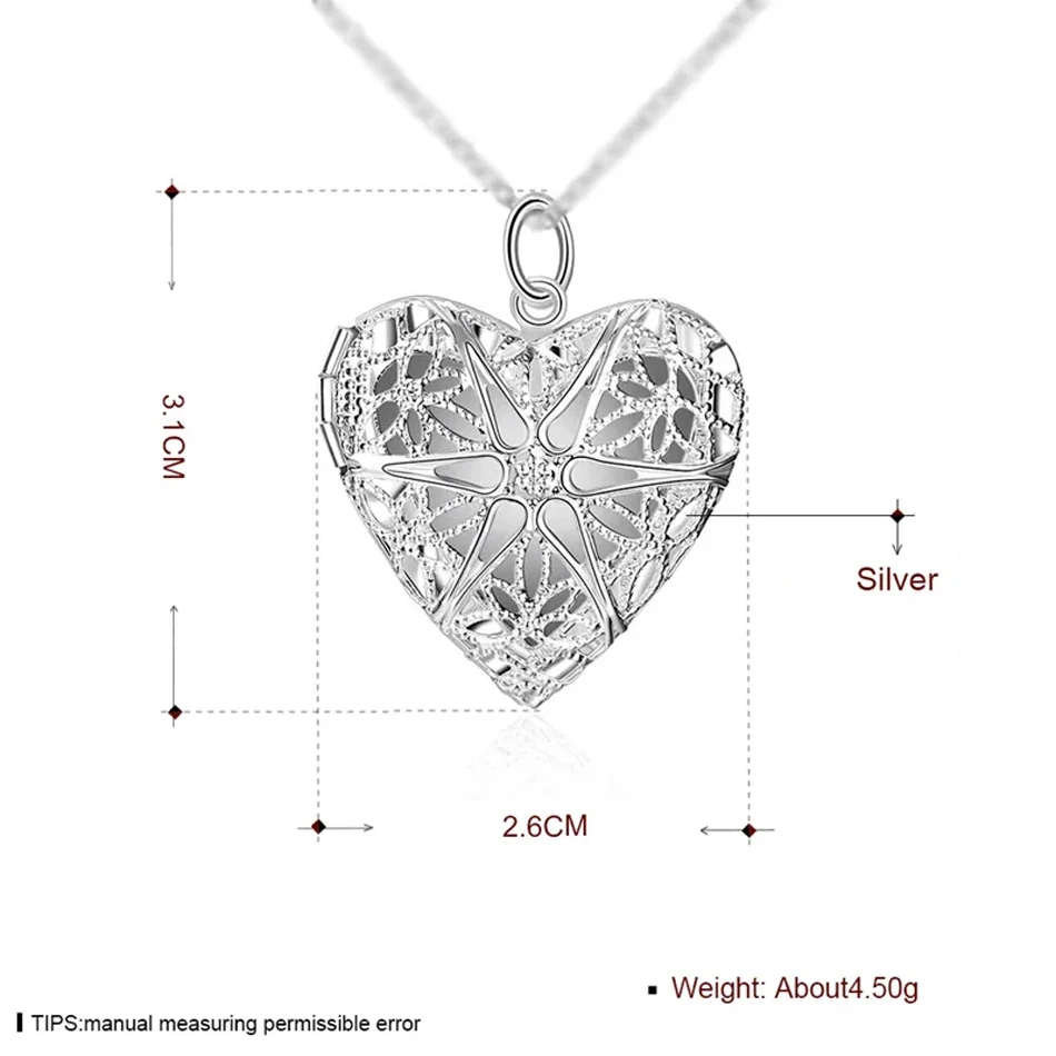 Collar con colgante de marco de fotos de Plata de Ley 925, cadena de serpiente de 18/20/22/24 pulgadas para mujer, joyería de moda para boda