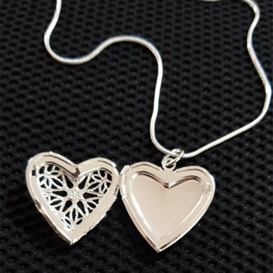 Collar con colgante de marco de fotos de Plata de Ley 925, cadena de serpiente de 18/20/22/24 pulgadas para mujer, joyería de moda para boda