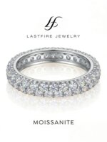 Anillos redondos simples de boda con diamantes de moissanita auténticos y glamurosos para mujer, joyería fina de calidad original de Plata de Ley 925
