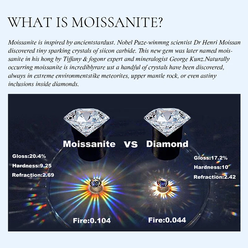Anillos redondos simples de boda con diamantes de moissanita auténticos y glamurosos para mujer, joyería fina de calidad original de Plata de Ley 925