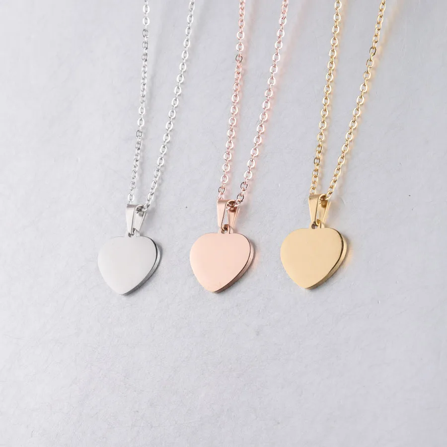 Lote de 10 Uds. De collar con colgante de corazón de acero inoxidable para mujer, paquete de accesorios de joyería de moda
