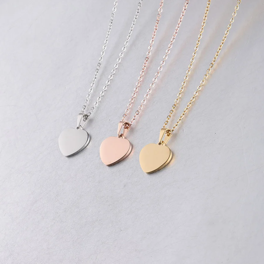Lote de 10 Uds. De collar con colgante de corazón de acero inoxidable para mujer, paquete de accesorios de joyería de moda