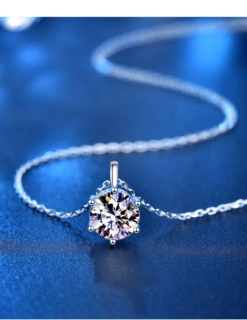 Collar de moissanita de Color VVS1 D de 2,0 quilates, cadena de plata de ley sólida 925 con certificado, joyería fina para mujer