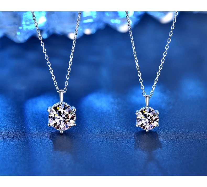Collar de moissanita de Color VVS1 D de 2,0 quilates, cadena de plata de ley sólida 925 con certificado, joyería fina para mujer