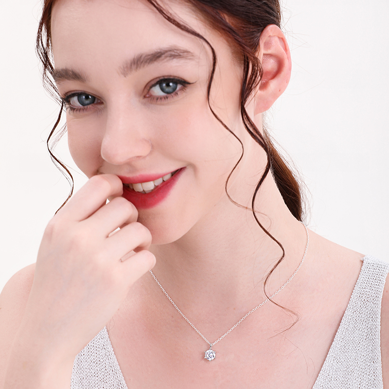 Collar de moissanita de Color VVS1 D de 2,0 quilates, cadena de plata de ley sólida 925 con certificado, joyería fina para mujer