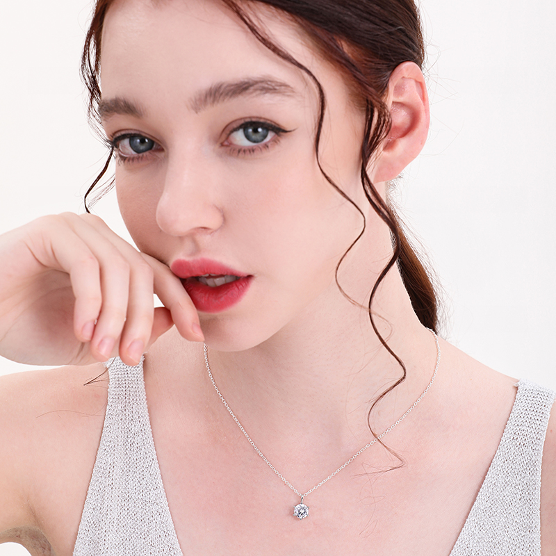 Collar de moissanita de Color VVS1 D de 2,0 quilates, cadena de plata de ley sólida 925 con certificado, joyería fina para mujer
