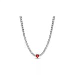 Collar con colgante en forma de corazón de doble anillo de plata de ley 925, joyería elegante y a la moda para mujer, regalo de cumpleaños - Imagen 5