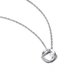 Collar con colgante en forma de corazón de doble anillo de plata de ley 925, joyería elegante y a la moda para mujer, regalo de cumpleaños - Imagen 3