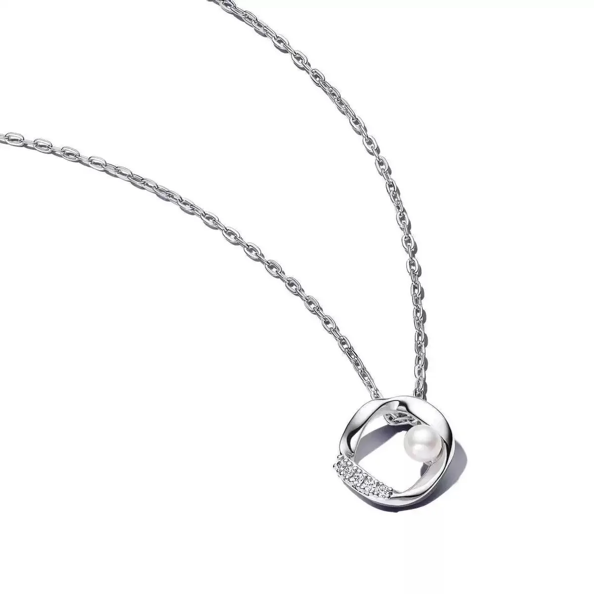 Collar con colgante en forma de corazón de doble anillo de plata de ley 925, joyería elegante y a la moda para mujer, regalo de cumpleaños