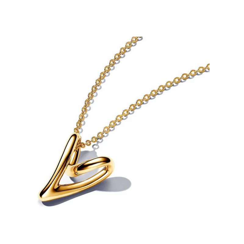 Collar con colgante en forma de corazón de doble anillo de plata de ley 925, joyería elegante y a la moda para mujer, regalo de cumpleaños
