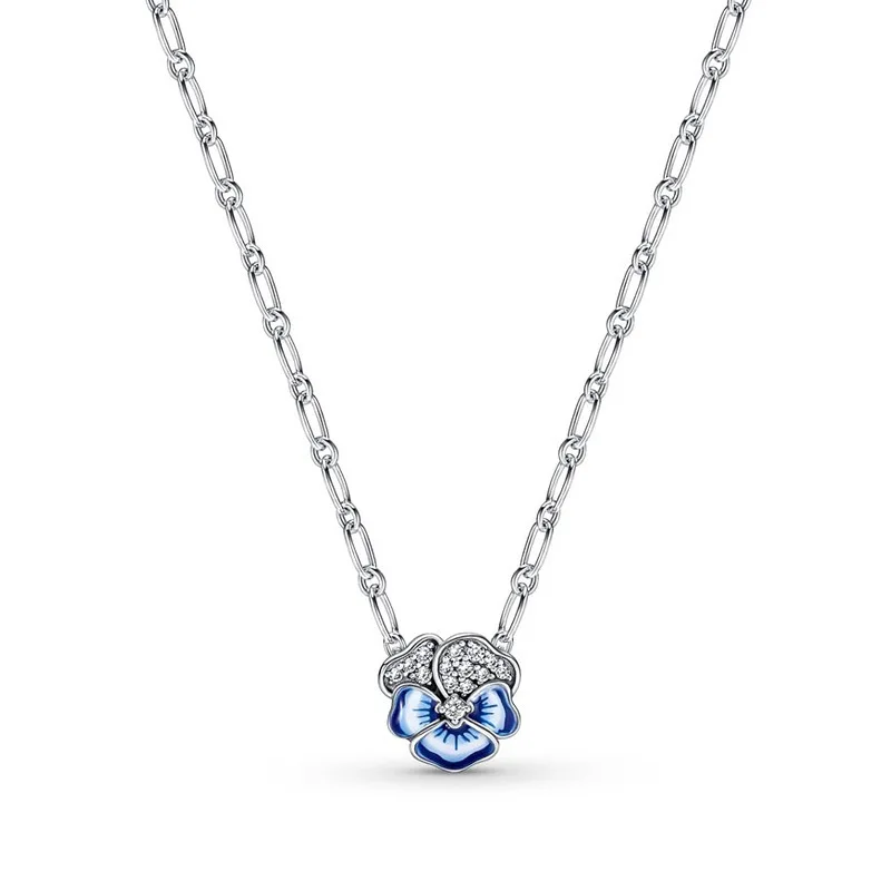 Collar con colgante en forma de corazón de doble anillo de plata de ley 925, joyería elegante y a la moda para mujer, regalo de cumpleaños