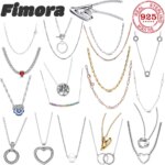 Collar con colgante en forma de corazón de doble anillo de plata de ley 925, joyería elegante y a la moda para mujer, regalo de cumpleaños