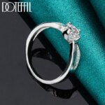 DOTEFFIL-Anillo redondo de Plata de Ley 925 con circonita AAA para mujer, joyería con dijes para fiesta de compromiso y boda - Imagen 3