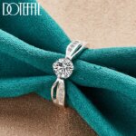 DOTEFFIL-Anillo redondo de Plata de Ley 925 con circonita AAA para mujer, joyería con dijes para fiesta de compromiso y boda - Imagen 6