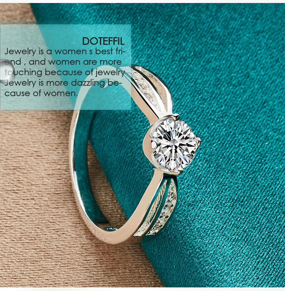 DOTEFFIL-Anillo redondo de Plata de Ley 925 con circonita AAA para mujer, joyería con dijes para fiesta de compromiso y boda DOTEFFIL-Anillo redondo de Plata de Ley 925 con circonita AAA para mujer, joyería con dijes para fiesta de compromiso y boda