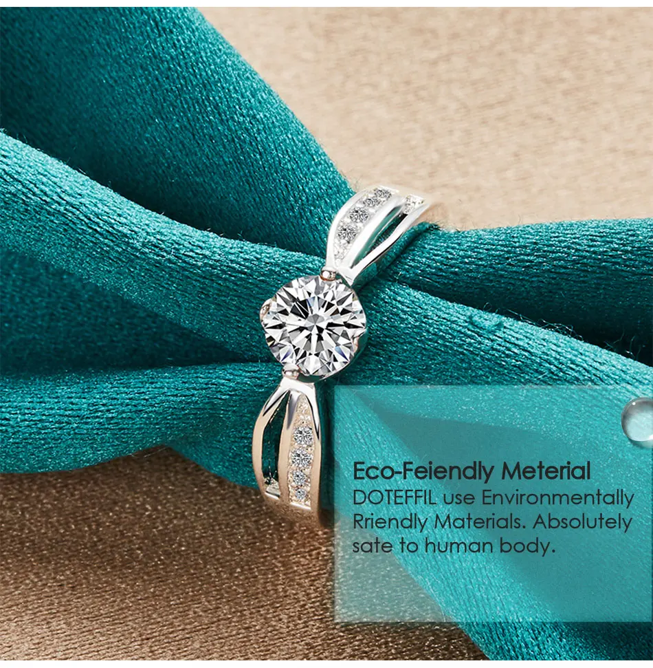 DOTEFFIL-Anillo redondo de Plata de Ley 925 con circonita AAA para mujer, joyería con dijes para fiesta de compromiso y boda DOTEFFIL-Anillo redondo de Plata de Ley 925 con circonita AAA para mujer, joyería con dijes para fiesta de compromiso y boda