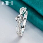 DOTEFFIL-Anillo redondo de Plata de Ley 925 con circonita AAA para mujer, joyería con dijes para fiesta de compromiso y boda - Imagen 5