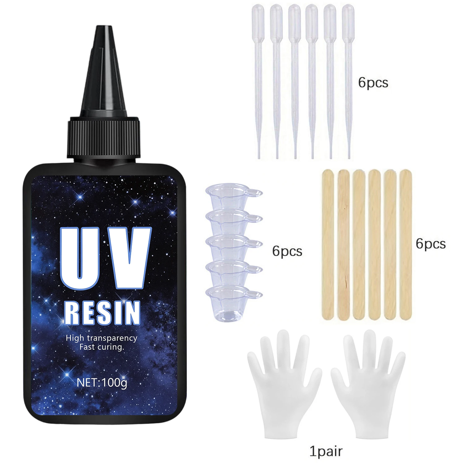Kit de resina UV: tamaño más grande y resina transparente de cristal duro mejorada de 200 g para la producción de joyería artesanal