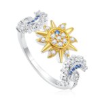 Anillos brillantes de circón con alas de flor y corazón para mujer, corona de Plata de Ley 925 de Navidad, joyería fina, regalos de aniversario de boda - Imagen 3