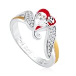 Anillos brillantes de circón con alas de flor y corazón para mujer, corona de Plata de Ley 925 de Navidad, joyería fina, regalos de aniversario de boda - Imagen 2