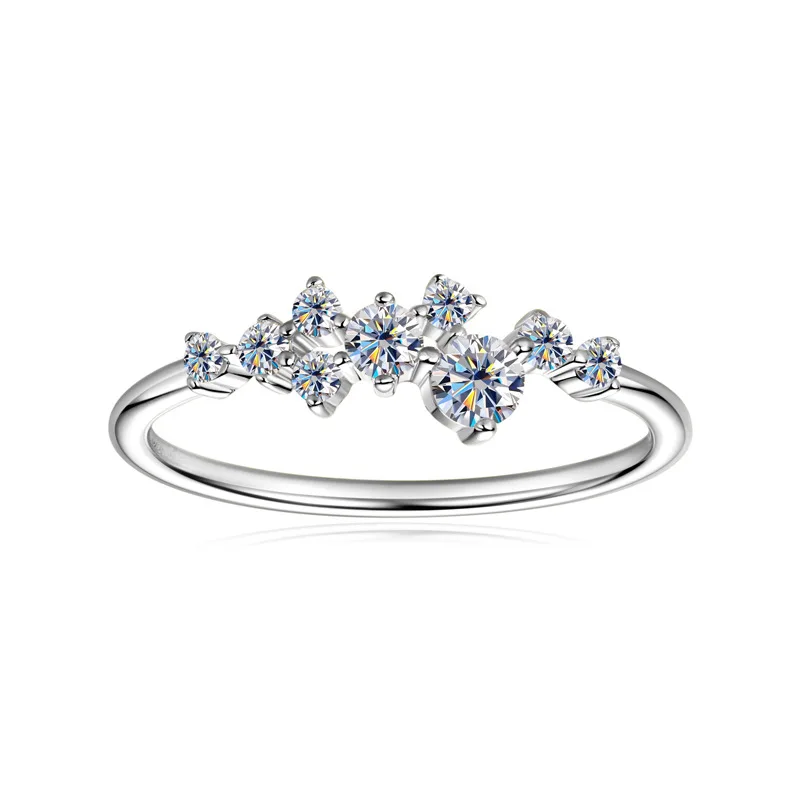 Anillo Apilable Curvo de Plata 925 con Moissanita D VVS1, Diseño de Enredadera Trenzada en Oro Rosa, Joyería Fina para Mujer
