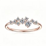 Anillo Apilable Curvo de Plata 925 con Moissanita D VVS1, Diseño de Enredadera Trenzada en Oro Rosa, Joyería Fina para Mujer