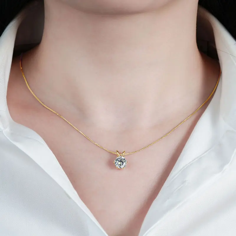 Collar de Moissanita Certificado por Lnngy de 0.5ct a 5ct, Brillante Collar con Colgante de Diamante Cultivado en Laboratorio para Mujer, Joyería Diaria