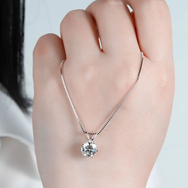 Collar de Moissanita Certificado por Lnngy de 0.5ct a 5ct, Brillante Collar con Colgante de Diamante Cultivado en Laboratorio para Mujer, Joyería Diaria
