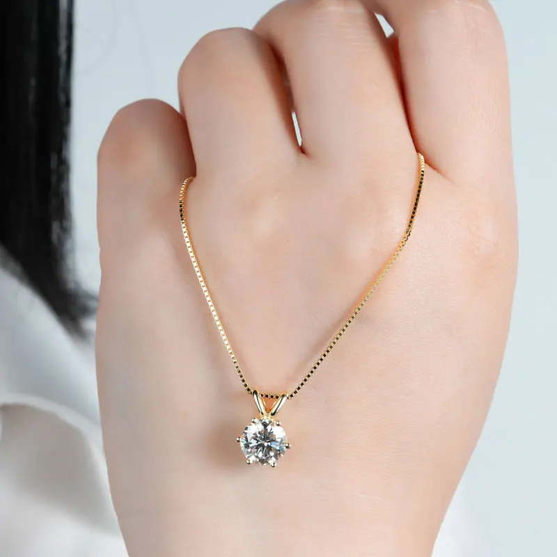 Collar de Moissanita Certificado por Lnngy de 0.5ct a 5ct, Brillante Collar con Colgante de Diamante Cultivado en Laboratorio para Mujer, Joyería Diaria