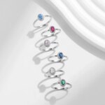 Anillo MODIAN Plata de Ley 925 auténtica clásico elegante ovalado con circonita colorida de arcoíris para mujer, joyería fina de compromiso de boda - Imagen 4