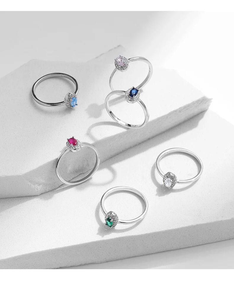 Anillo MODIAN Plata de Ley 925 auténtica clásico elegante ovalado con circonita colorida de arcoíris para mujer, joyería fina de compromiso de boda