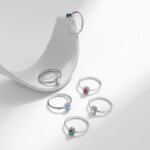 Anillo MODIAN Plata de Ley 925 auténtica clásico elegante ovalado con circonita colorida de arcoíris para mujer, joyería fina de compromiso de boda - Imagen 6