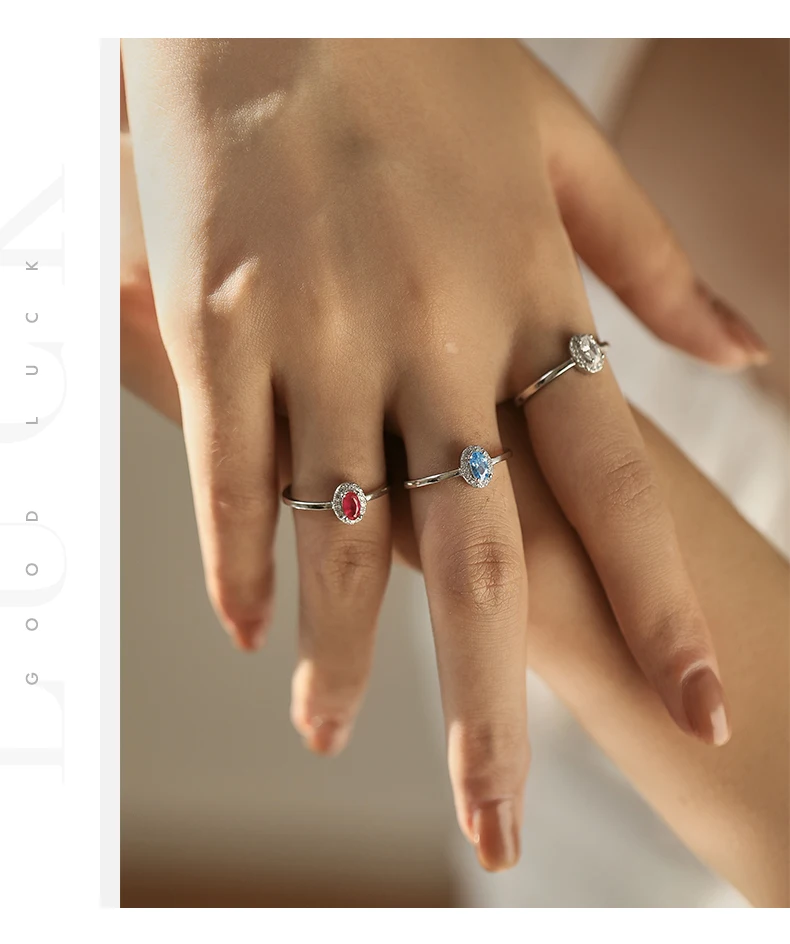 Anillo MODIAN Plata de Ley 925 auténtica clásico elegante ovalado con circonita colorida de arcoíris para mujer, joyería fina de compromiso de boda