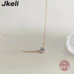 Jkeli-collar chapado en oro de 18k para mujer, de Plata de Ley 925, cadena de clavícula de circón brillante individual, joyería de boda - Imagen 4