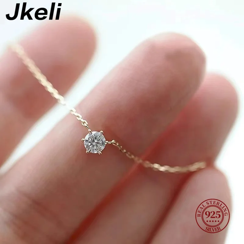 102247-95t5y7.jpg Jkeli-collar chapado en oro de 18k para mujer, de Plata de Ley 925, cadena de clavícula de circón brillante individual, joyería de boda - Imagen 1