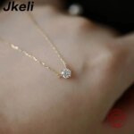 Jkeli-collar chapado en oro de 18k para mujer, de Plata de Ley 925, cadena de clavícula de circón brillante individual, joyería de boda - Imagen 3