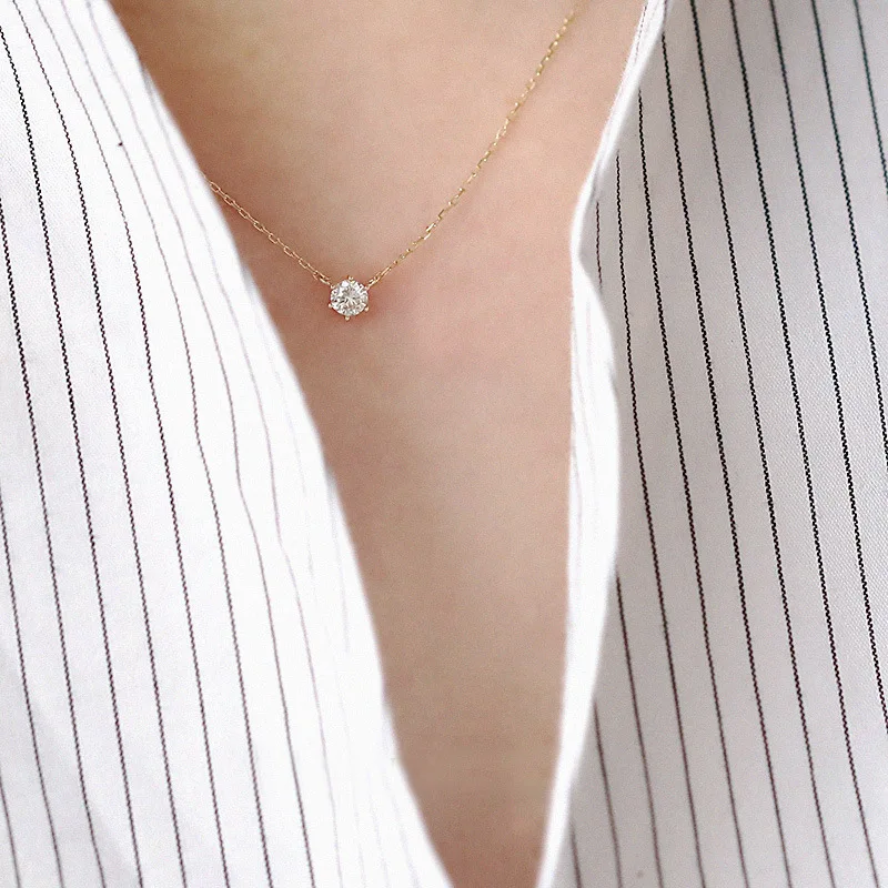 Jkeli-collar chapado en oro de 18k para mujer, de Plata de Ley 925, cadena de clavícula de circón brillante individual, joyería de boda
