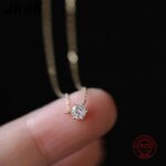 Jkeli-collar chapado en oro de 18k para mujer, de Plata de Ley 925, cadena de clavícula de circón brillante individual, joyería de boda - Imagen 2