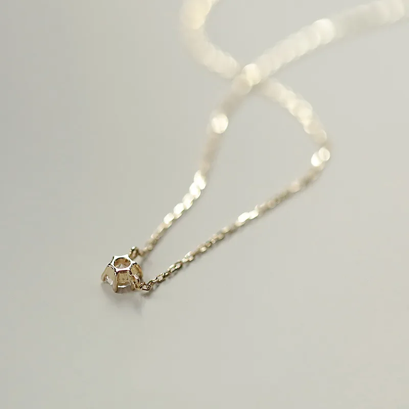Jkeli-collar chapado en oro de 18k para mujer, de Plata de Ley 925, cadena de clavícula de circón brillante individual, joyería de boda